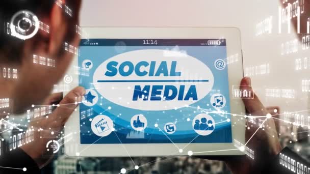 Soziale Medien und Menschen vernetzen Technologie konzeptionell — Stockvideo