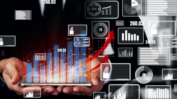 Painel de negócios conceitual para análise de dados financeiros — Vídeo de Stock