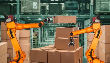 Yenilikçi depo ve fabrika dijital teknolojisi için akıllı robot kol sistemi