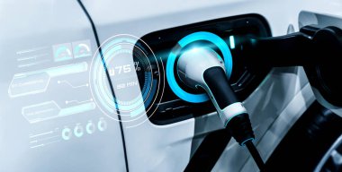 Alternatif yeşil enerji kavramında elektrikli araba şarj istasyonu