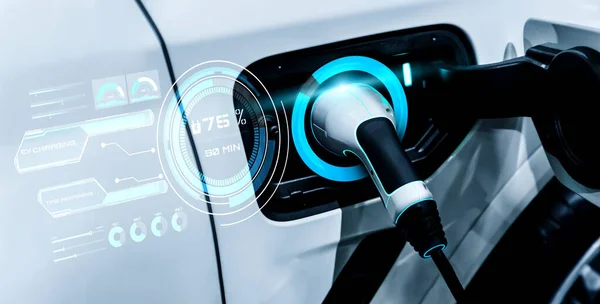 EV töltőállomás elektromos autókhoz az alternatív zöld energia koncepciójában — Stock Fotó