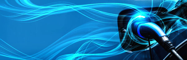 EV зарядная станция для электромобиля в концепции зеленой энергии и экологической энергии