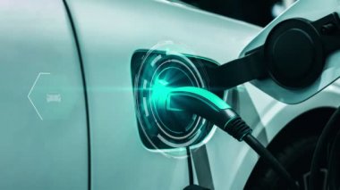 Yeşil enerji ve ekolojik güç kavramında elektrikli araba şarj istasyonu