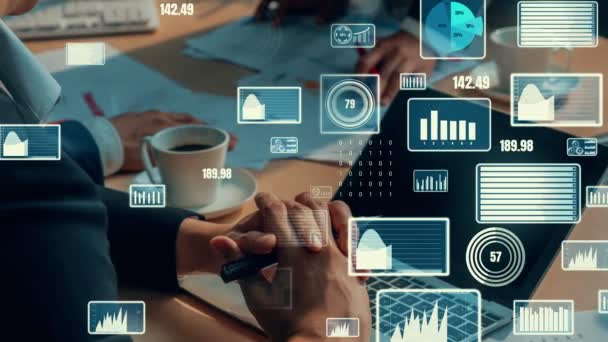 Visuais imaginativos de empresários e empresas financeiras pessoal — Vídeo de Stock