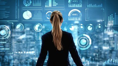 İş zekası teknolojisi ve büyük veri analitik karışık medya