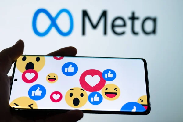 Meta logo is shown on a device screen — Stock Photo, Image