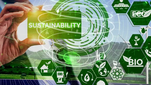 Konceptuellt miljöskydd och hållbar utveckling av energiteknik — Stockfoto