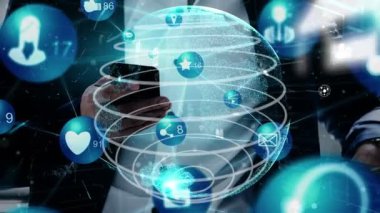 Sosyal medya ve insanlar ağ teknolojisi kavramsal