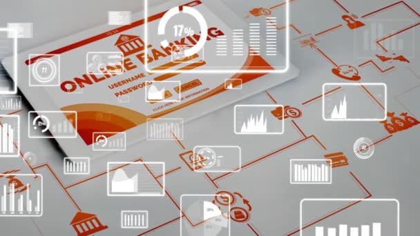 Bancário Online para Tecnologia de Dinheiro Digital Conceitual — Vídeo de Stock