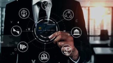 Kredi kartı tutan bir işadamının kavramsal vizyonu