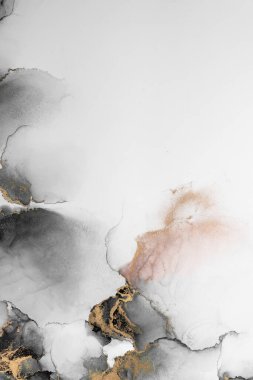 Kağıt üzerinde mermer sıvı mürekkep resminin siyah altın soyut arkaplanı .