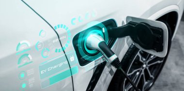 Alternatif yeşil enerji kavramında elektrikli araba şarj istasyonu