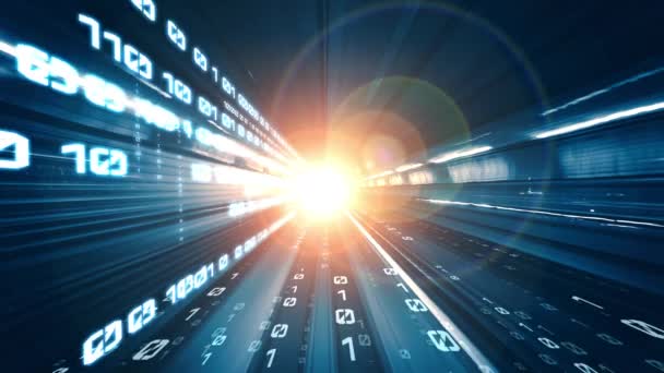 Flujo de datos digitales en carretera en concepto de comunicación y codificación ciberglobal — Vídeo de stock