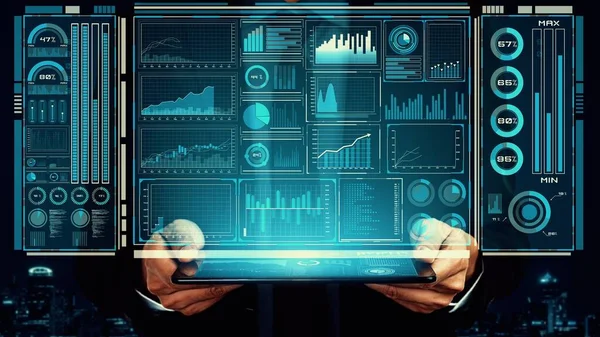 Business intelligence technology and big data analytic mixed media — Stock Photo, Image