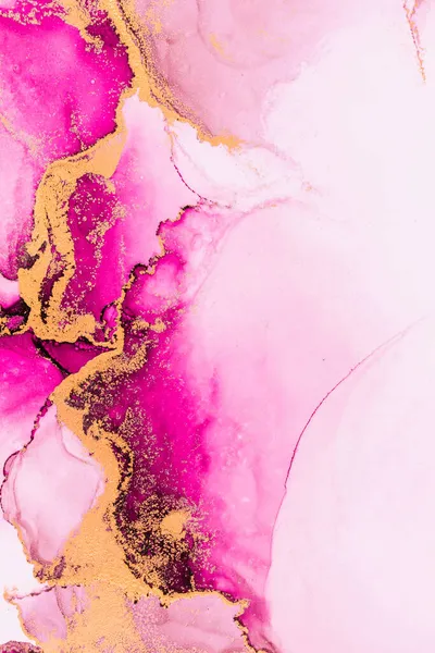 Рожевий золотий абстрактний фон з мармурового рідкого чорнила живопису на папері  . — стокове фото