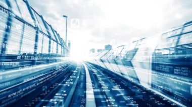 Program kodlama kavramında yolda dijital veri akışının döngüsel videosu