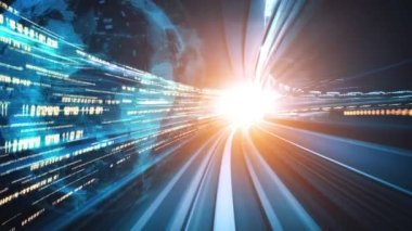 Program kodlama kavramında yolda dijital veri akışının döngüsel videosu