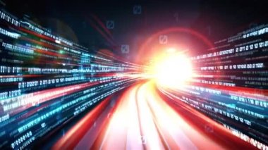 Program kodlama kavramında yolda dijital veri akışının döngüsel videosu