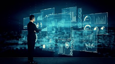 İş zekası teknolojisi ve büyük veri analitik karışık medya