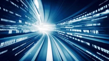 Siber küresel iletişim ve kodlama kavramında yolda dijital veri akışı