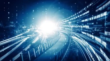 Program kodlama kavramında yolda dijital veri akışının döngüsel videosu