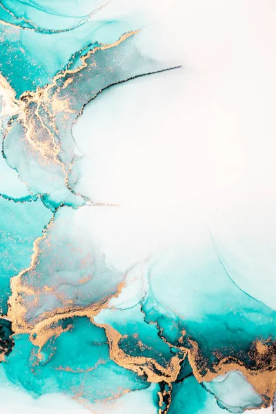 Океанский синий абстрактный фон мраморной живописи жидкими чернилами на бумаге . — стоковое фото