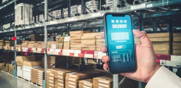 Warehouse management innovative software in computer for real time monitoring — Stock Photo, Image