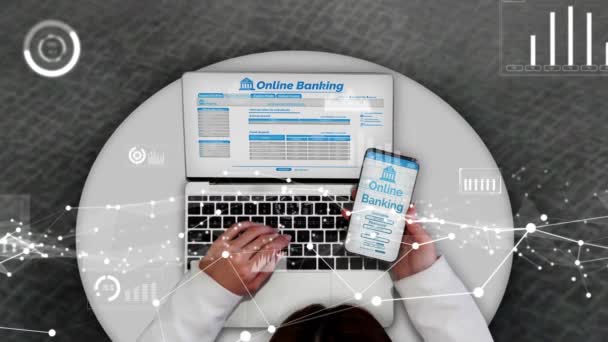 Online-Banking für digitale Geldtechnologie konzeptionell — Stockvideo