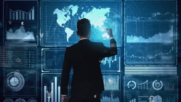 Big Data Technology for Business Finance koncepció. — Stock videók
