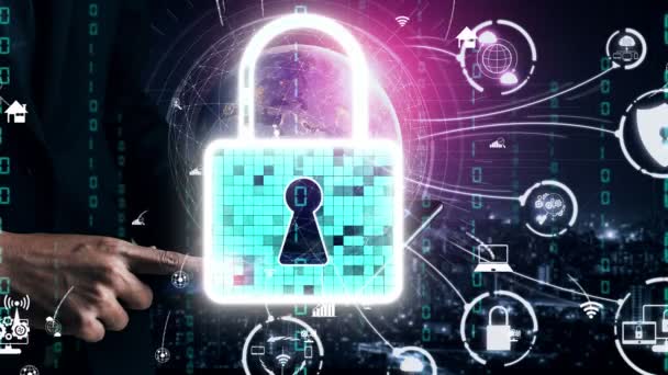 Cyber security encryptie technologie om de privacy van gegevens conceptueel te beschermen — Stockvideo