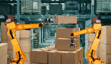 Yenilikçi depo ve fabrika dijital teknolojisi için akıllı robot kol sistemi