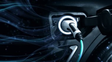 Yeşil enerji ve ekolojik güç kavramında elektrikli araba şarj istasyonu