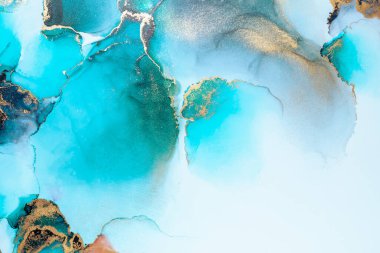 Kağıt üzerinde mermer sıvı mürekkep resminin lüks mavi soyut arkaplanı .