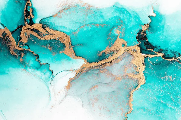 Oceano blu astratto sfondo di marmo liquido inchiostro arte pittura su carta . — Foto Stock