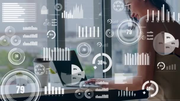 Visualisation créative des données commerciales analysant la technologie — Video