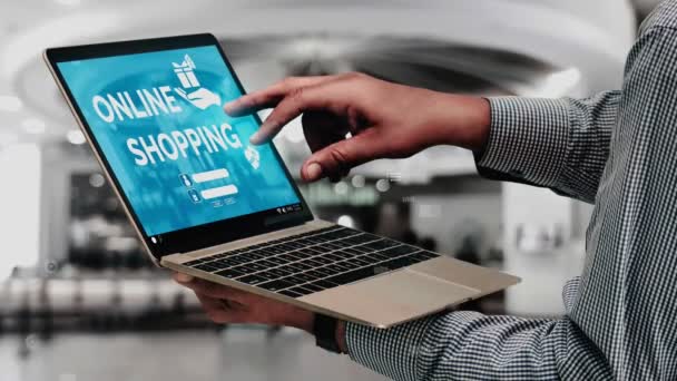 Покупки онлайн и Интернет деньги технологии концептуальный — стоковое видео
