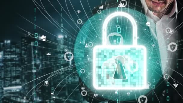 Концепція кібербезпеки та захисту цифрових даних — стокове відео