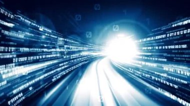 Program kodlama kavramında yolda dijital veri akışının döngüsel videosu