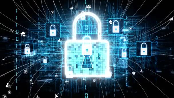 Konseptual Keamanan Siber dan Perlindungan Data Digital — Stok Video