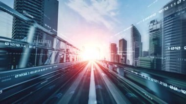 Siber küresel iletişim ve kodlama kavramında yolda dijital veri akışı