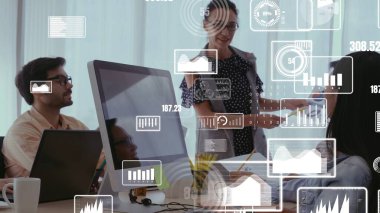 Kurumsal personel toplantısında iş adamlarının kavramsal vizyonu