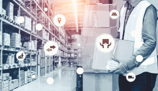Smart Warehouse Management System mit innovativer Internet der Dinge-Technologie — Stockfoto