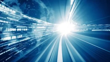 Program kodlama kavramında yolda dijital veri akışının döngüsel videosu