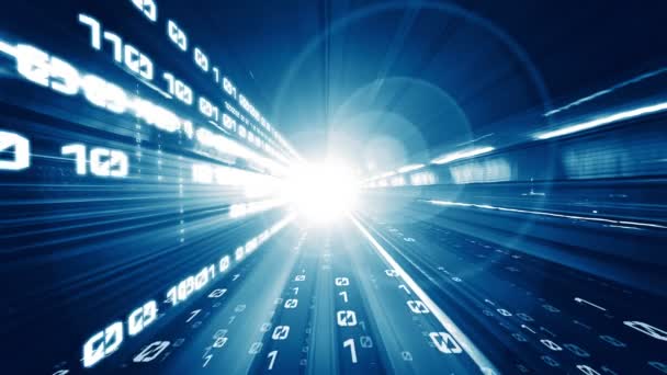 Flujo de datos digitales en carretera en concepto de comunicación y codificación ciberglobal — Vídeo de stock