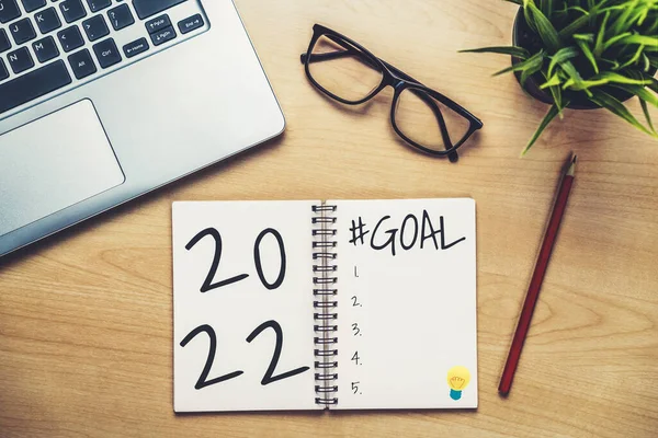 2022 Happy New Year Resolution Goal List and Planans Setting — Stock fotografie