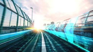 Program kodlama kavramında yolda dijital veri akışının döngüsel videosu