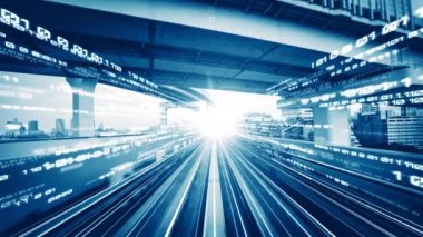 Siber küresel iletişim ve kodlama kavramında yolda dijital veri akışı