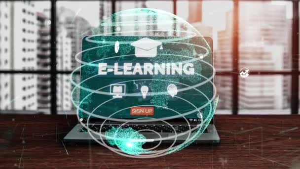 E-learning pro studenty a univerzity konceptuální — Stock video