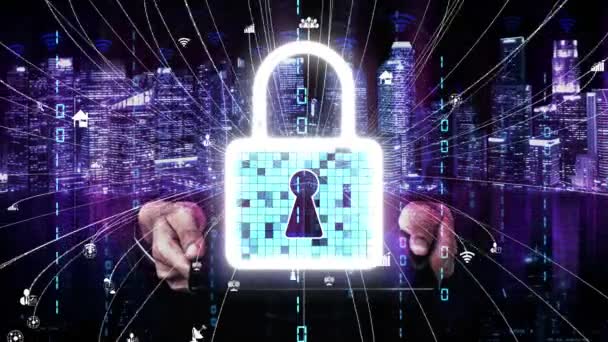 Cyber security encryption technology to protect data privacy conceptual — Stock Video