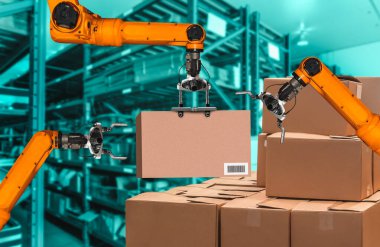 Yenilikçi depo ve fabrika dijital teknolojisi için akıllı robot kol sistemi